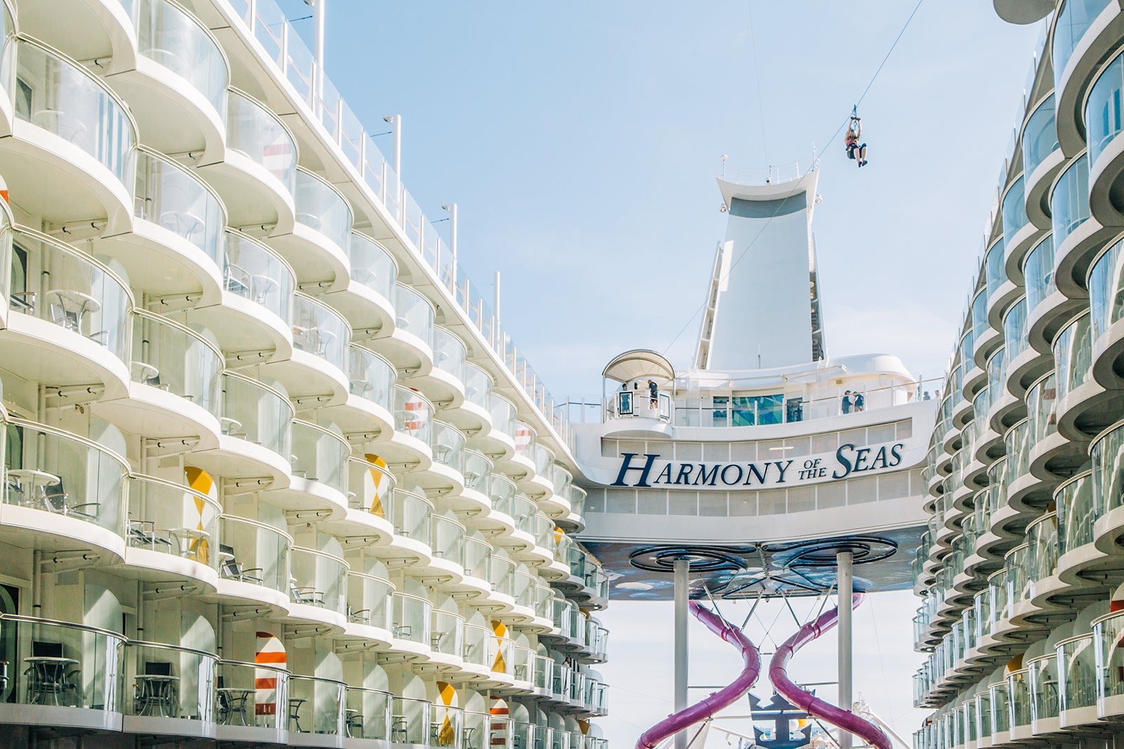 20250129_Royal Caribbean_Harmony of the Seas_View of the Zipline, Ultimate Abyss, and boardwalk neighborhood onboard Harmony of the Seas_Royal Caribbean